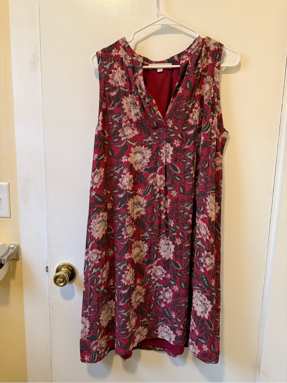 LOFT Burgundy Floral Midi Dress